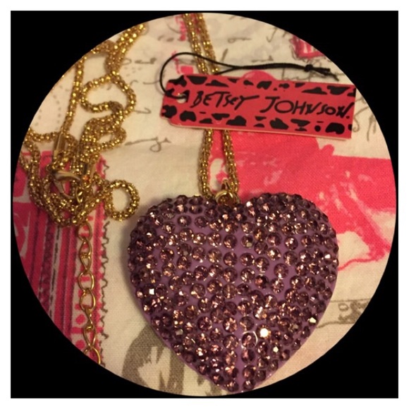 Betsey Johnson Jewelry - 🆕 Shiny Rhinestones Purple Love Heart Pendant